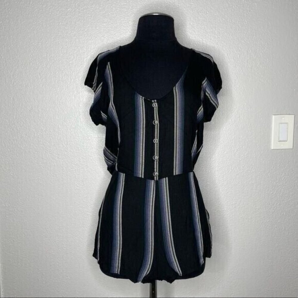 Hurley Black Striped Short Sleeve Romper Size S